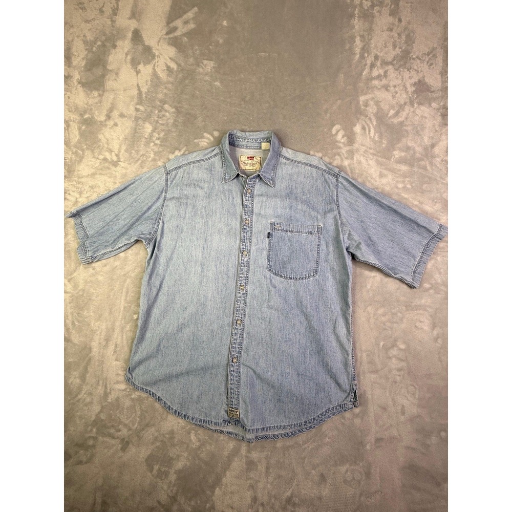 Vintage Levi's Button Up Short Sleeve Shirt Mens Size Large 100% Cotton